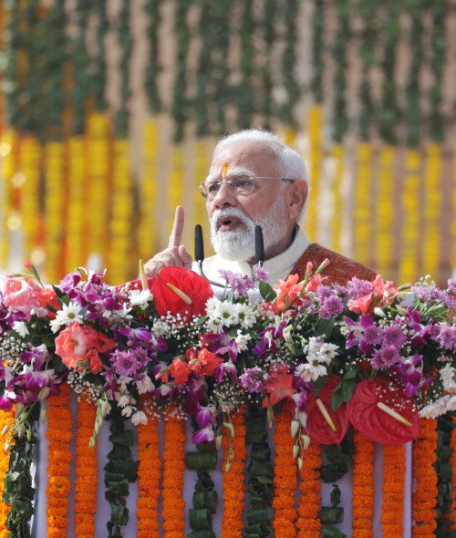 श्री राम मंदिर में धर्म ध्वजारोहन के बाद राम मंदिर का दृश्य