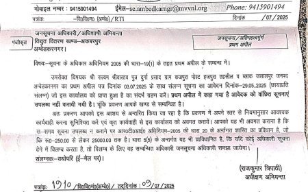 अम्बेडकरनगर : RTI एक्टिविस्ट ने अधिषाशी अभियन्ता विद्युत वितरण खण्ड अकबरपुर को कराया लखनऊ न्यायालय में तलब