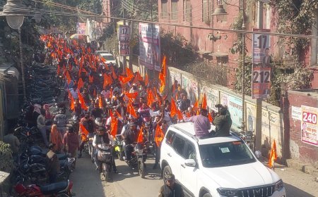 पीलीभीत: श्रीराम जानकी विराट हिंदू सम्मेलन के प्रचार को निकली भव्य बाइक रैली