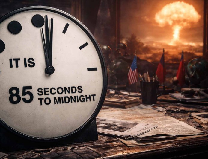 डूम्सडे क्लॉक 2026: मानवता अब परमाणु विनाश से सिर्फ 85 सेकंड दूर