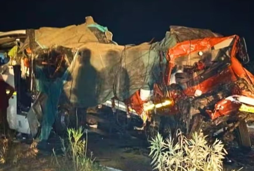 नंद्याल में भीषण सड़क हादसा: प्राइवेट बस और ट्रक की टक्कर, 3 की मौत, कई घायल