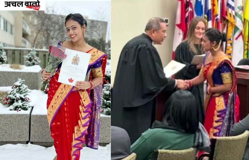 कनाडा की नागरिकता लेते समय दिव्या ने पहनी मराठी नौवारी साड़ी, वीडियो सोशल मीडिया पर वायरल