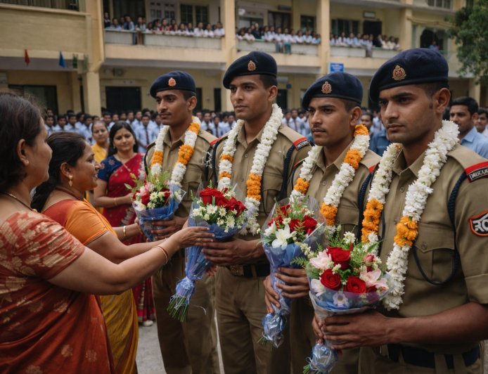 पीलीभीत: सीआरपीएफ में चयनित पूर्व छात्रों का स्कूल में सम्मान