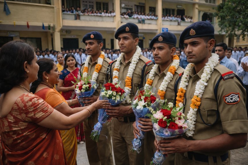पीलीभीत: सीआरपीएफ में चयनित पूर्व छात्रों का स्कूल में सम्मान