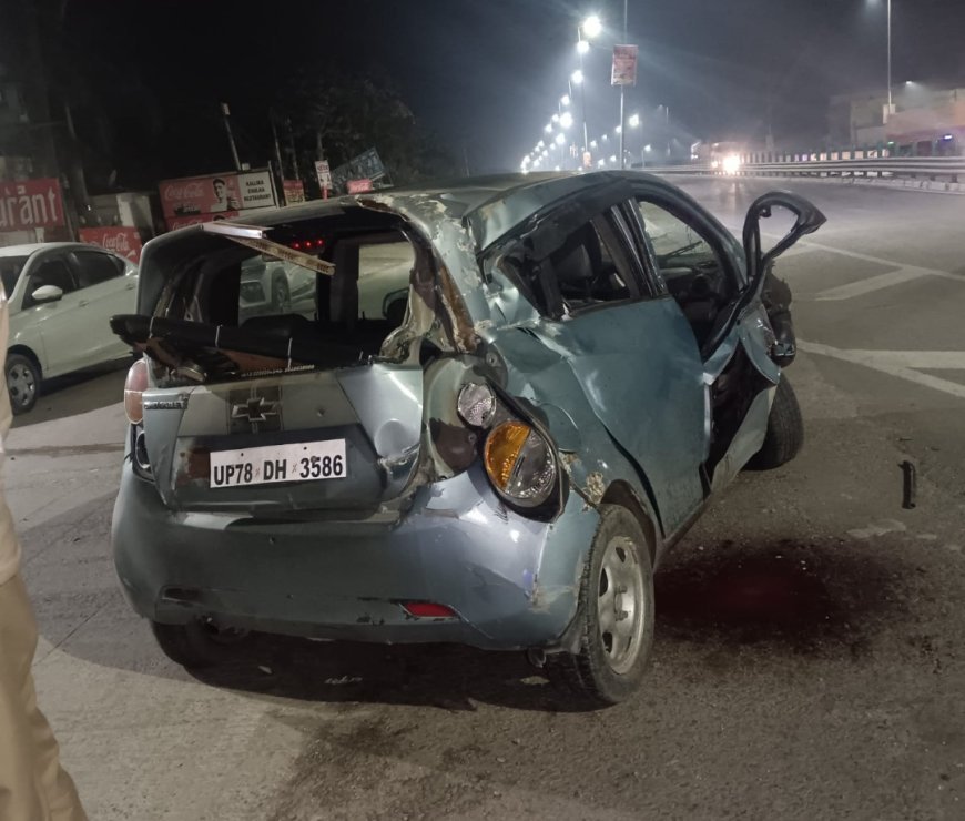 अयोध्या में भीषण सड़क हादसा, सहादतगंज बाईपास पर कार के उड़े परखच्चे, युवक की हालत गंभीर