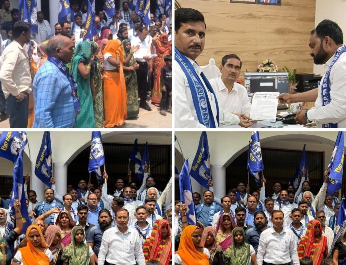 मथुरा : बढ़ती दलित उत्पीड़न की घटनाओं को लेकर बसपा ने कलेक्ट्रेट पर भरी हुंकार