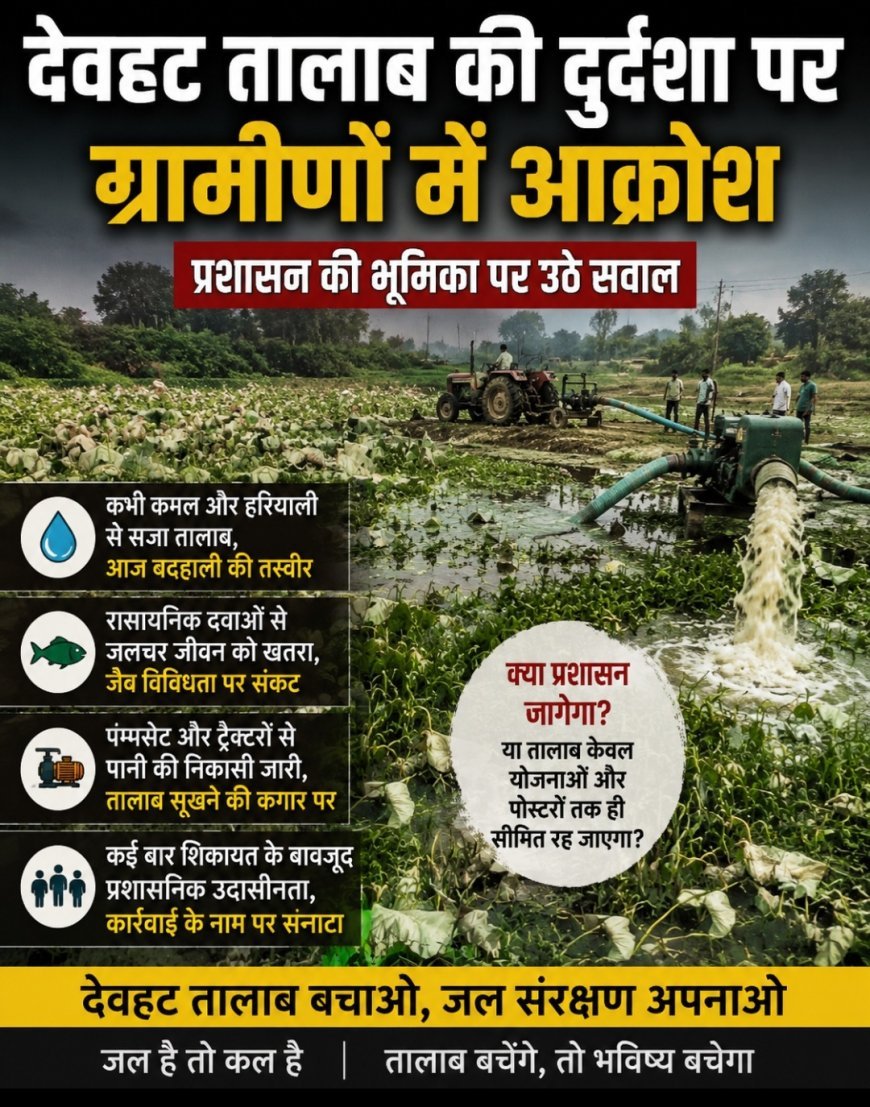 अम्बेडकर नगर : देवहट तालाब की दुर्दशा पर ग्रामीणों में आक्रोश, प्रशासन की भूमिका पर उठे सवाल
