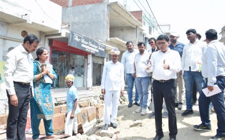 लखीमपुर खीरी : थरवरनगंज में नाला निर्माण का डीएम ने किया निरीक्षण