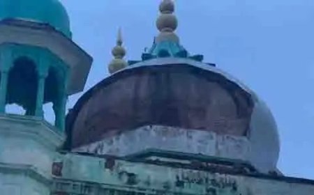 मथुरा : जामा मस्जिद में नमाज के दौरान गुंबद का हिस्सा गिरा, बड़ा हादसा टला