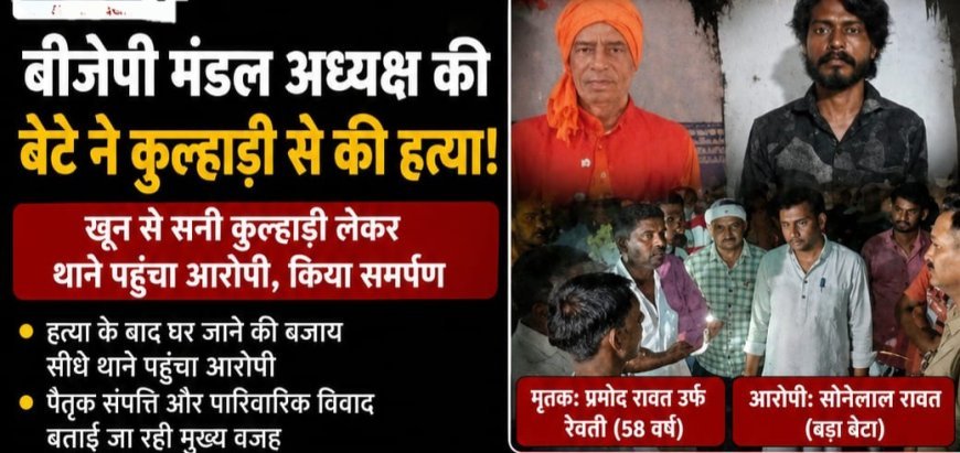 उन्नाव : पिता की कलयुगी बेटे ने की कुल्हाड़ी से काटकर हत्या, खून से सनी कुल्हाड़ी लेकर थाने पहुंचा आरोपी