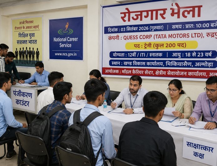 अल्मोड़ा : 3 सितंबर को रोजगार मेला, 200 पदों पर होगी भर्ती