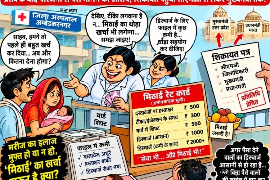 जिला अस्पताल में प्रसव के बाद मिठाई मांगने अद्भुत खेल! प्रसव के बाद परिजनों से पैसे मांगने का आरोप, शिकायत पहुंची सीएमओ से लेकर मुख्यमंत्री तक!