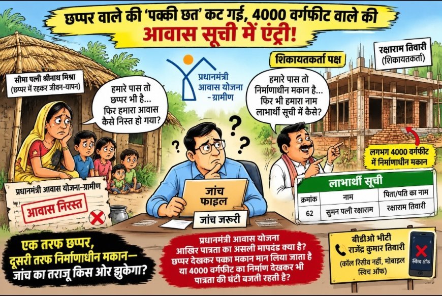छप्पर वाले की ‘पक्की छत’ कट गई, 4000 वर्गफीट वाले की आवास सूची में एंट्री!