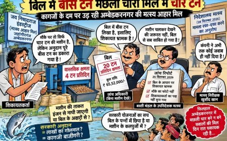 बिल में बीस टन मछली चारा मिल में चार टन कागजों के दम पर उड़ती हुई अंबेडकरनगर की मछली चारा मिल