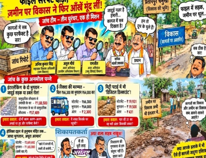 सारंगपुर में जांच की जादूगरी, फाइलें सरपट दौड़ीं, ज़मीन पर विकास ने फिर आँखें मूंद लीं!