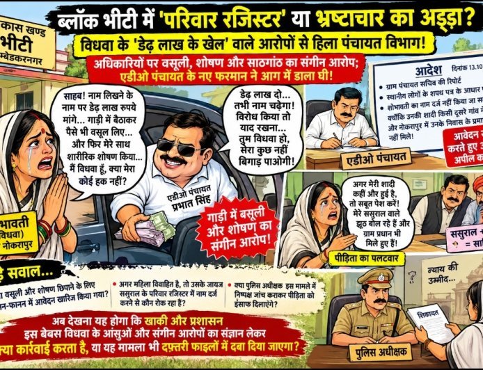ब्लॉक भीटी में 'परिवार रजिस्टर' या भ्रष्टाचार का अड्‍डा? विधवा के 'डेढ़ लाख के खेल' वाले आरोपों से हिला पंचायत विभाग!