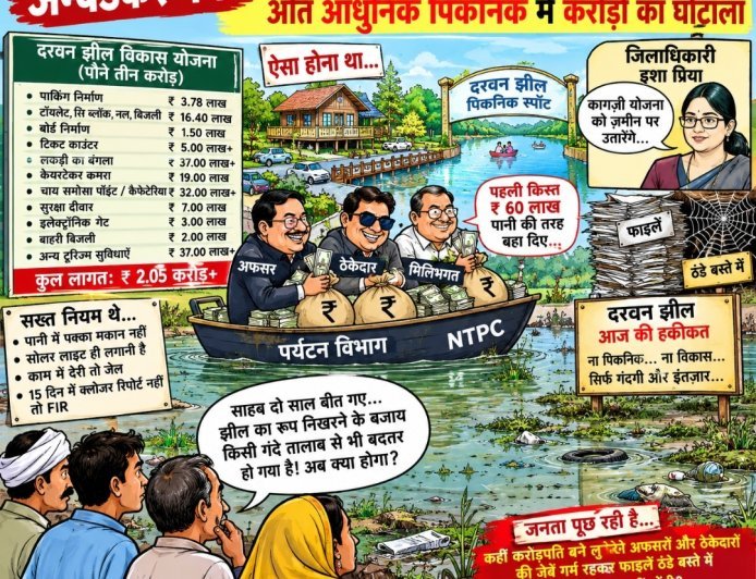 अम्बेडकरनगर:  दरवन  झील को पौने तीन करोड़ के बजट से अति आधुनिक पिकनिक में करोड़ों का घोटाला