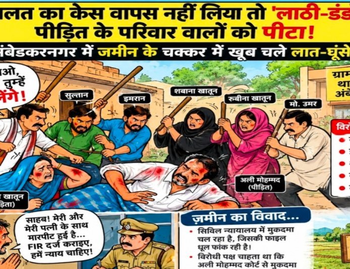 अम्बेडकर नगर: अदालत का केस वापस नहीं लिया तो 'लाठी-डंडों' से पीड़ित के परिवार वालों को पीटा: अंबेडकरनगर में जमीन के चक्कर में खूब चले लात-घूंसे!