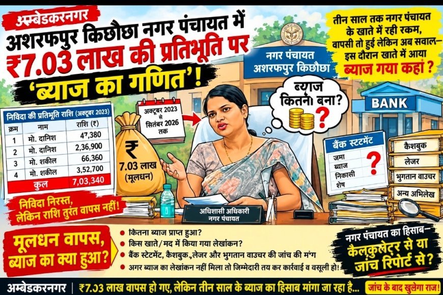 अम्बेडकर नगर: अशरफपुर किछौछा नगर पंचायत में ₹7.03 लाख की प्रतिभूति पर ‘ब्याज' का गणित !