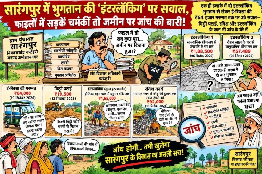 सारंगपुर में भुगतान की ‘इंटरलॉकिंग’ पर सवाल, फाइलों में सड़कें चमकीं तो जमीन पर जांच की बारी!