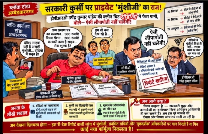 सरकारी कुर्सी पर प्राइवेट 'मुंशीजी' का राज! डीपीआरओ उपेंद्र कुमार पांडेय की क्लीन चिट पर सीडीओ ने फेरा पानी, बोले— ऐसी लीपापोती नहीं चलेगी!